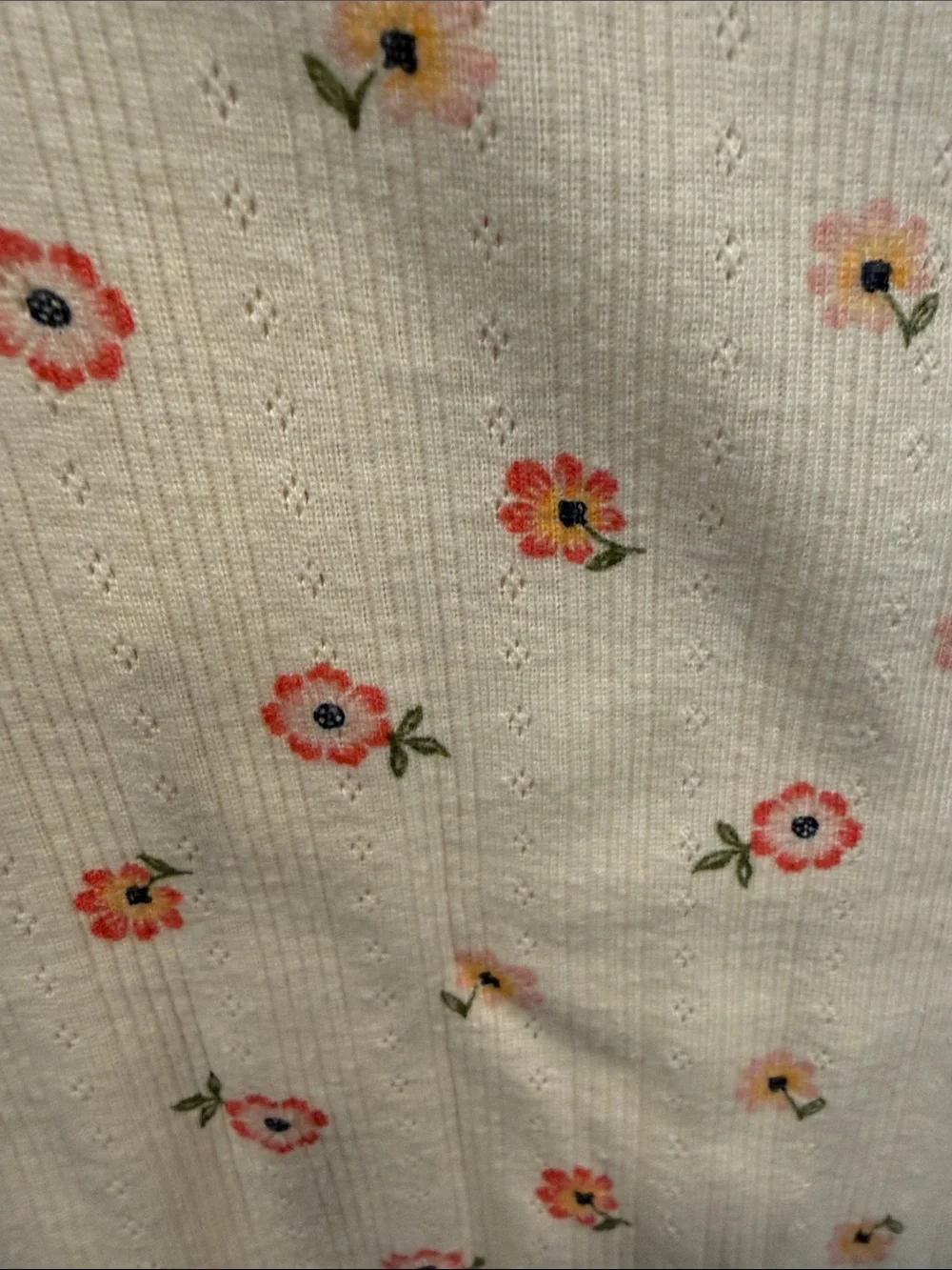 Old Navy Cream Short Sleeve Floral Tee with Pink and Yellow Flowers
